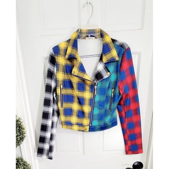 Carmin Tops - Carmin Women's Tartan Color Block Long Sleeve Patched Plaid Flannel Large
